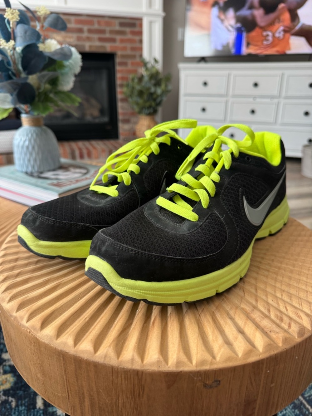 Nike Black and Neon Yellow Athletic Sneakers